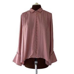 Karen Simonson Peachy Silky Button Front Blouse